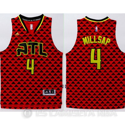 Camiseta Millsap #4 Atlanta Hawks Rojo - Haga un click en la imagen para cerrar